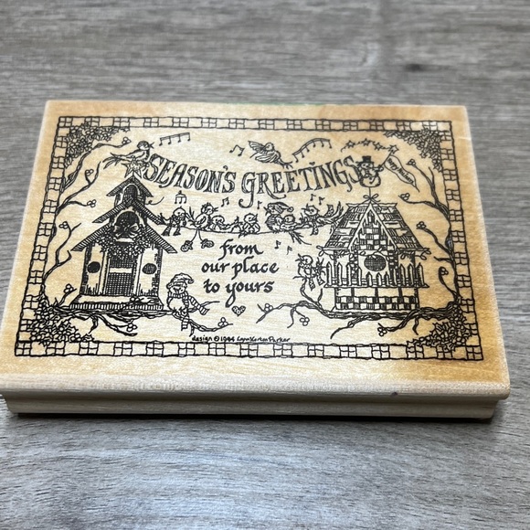 Hampton Art Rubber Stamps “Season's Greetings From Our Place to Yours” Christmas - Picture 1 of 8